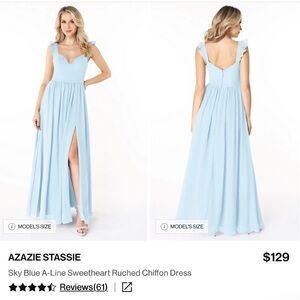 Azazie Stassie Ice Blue Light Blue Dress size 12 unaltered